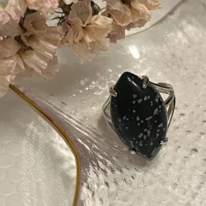 Obsidiana Flocos de Neve Anel