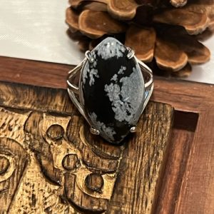 Obsidiana Flocos de Neve Anel