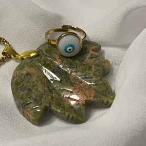 Madrepérola com Olho Turco Anel em aço