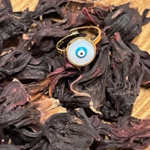 Madrepérola com Olho Turco Anel em aço