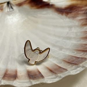 Madrepérola Fénix Anel em aço