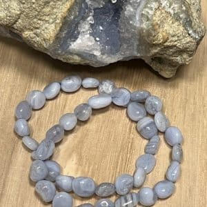 Ágata Azul Rendada Pulseira