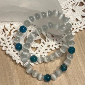 Selenite e Apatite Azul Pulseira