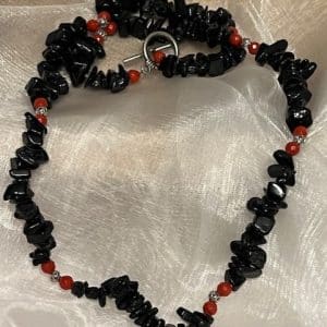 Ónix e Jaspe Vermelho Colar