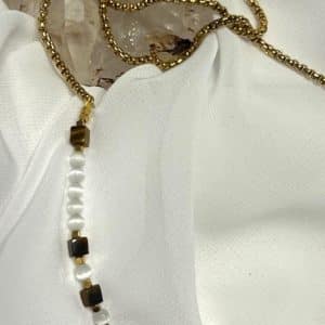 Olho de Tigre e Selenite Colar