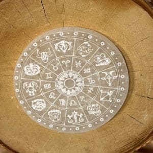 Selenite Base com sígnos de 10cms