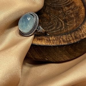 Água Marinha Anel em aço