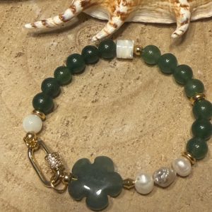 Quartzo Verde e Pérolas pulseira