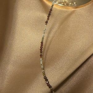 Granada e Pedra da Lua Colar