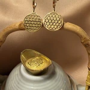 Flor da Vida em Aço Brincos