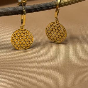 Flor da Vida em Aço Brincos