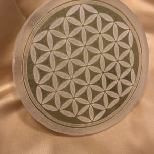 Selenite Base com Flor da Vida 15cms