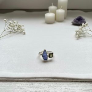 Tanzanite e Quartzo Fumado Anel em Prata