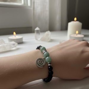 Aventurina Verde e Turmalina Negra Pulseira
