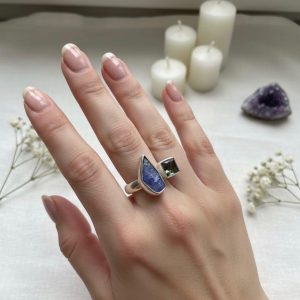 Tanzanite e Quartzo Fumado Anel em Prata