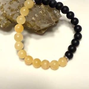 Calcite Amarela e Lava Pulseira 8mm