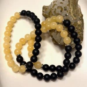 Calcite Amarela e Lava Pulseira 8mm