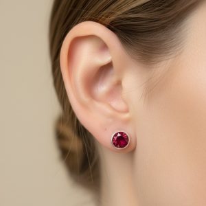 Rubi Brincos em Prata