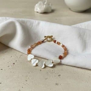 Ágata Cornalina e Madrepérola Pulseira