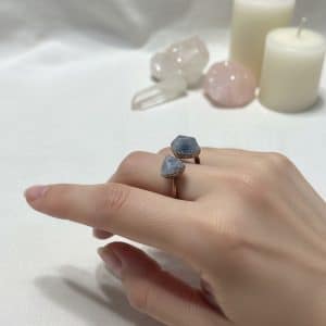 Calcite Azul Anel banhado a Prata