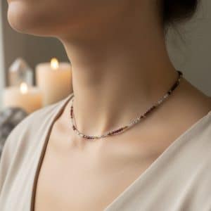 Granada e Quartzo Turmalinado Colar